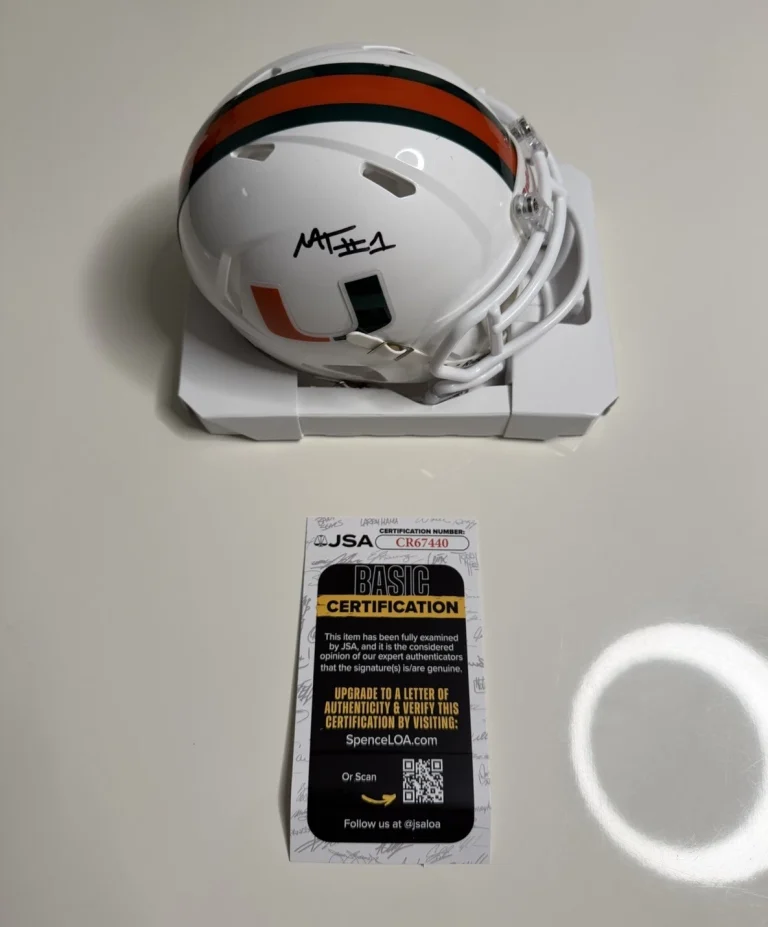 Malachi Toney Miami Hurricanes Autographed Mini Helmet Star JSA COA