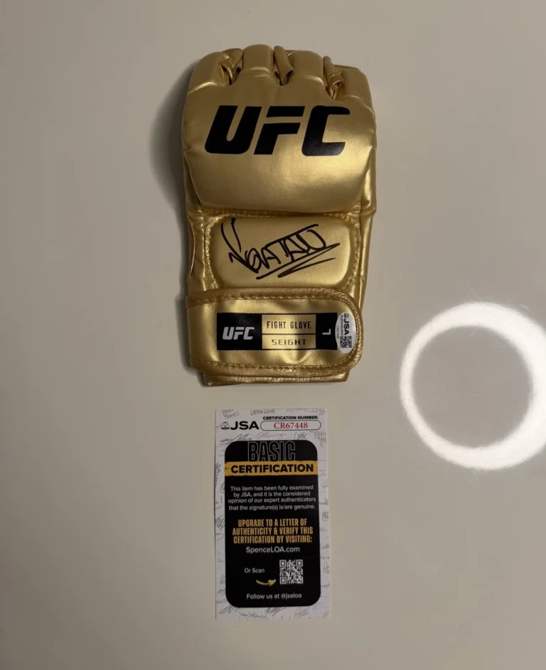 Alex Pereira Autographed Gold UFC Glove MMA Poatan Fighter Chama JSA COA