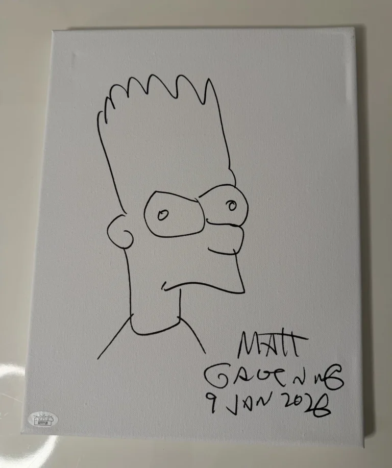 Matt Groening Autographed 11x14 Canvas Bart Simpson Sketch Rare Simpsons JSA LOA