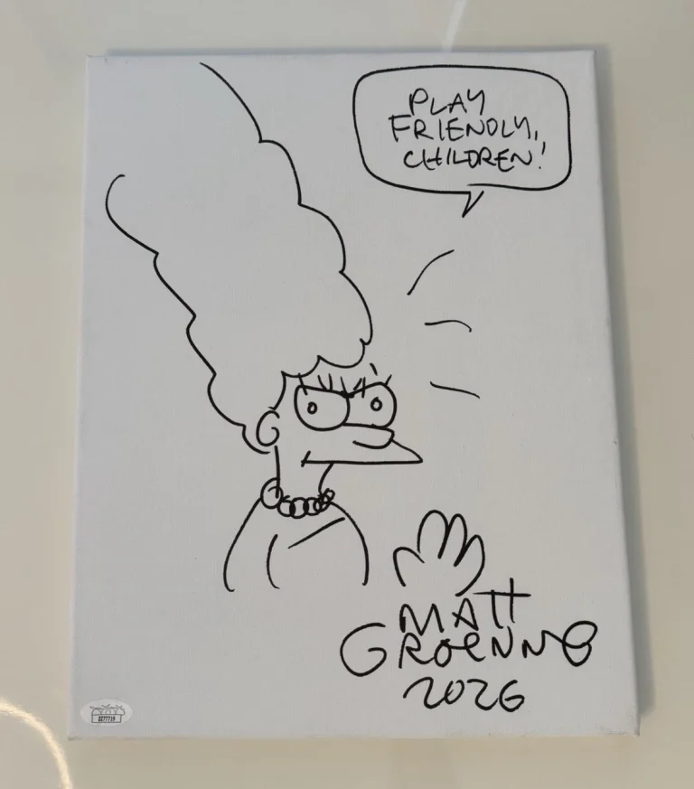 Matt Groening Autographed 11x14 Canvas Marge Simpson Sketch Inscribed JSA LOA