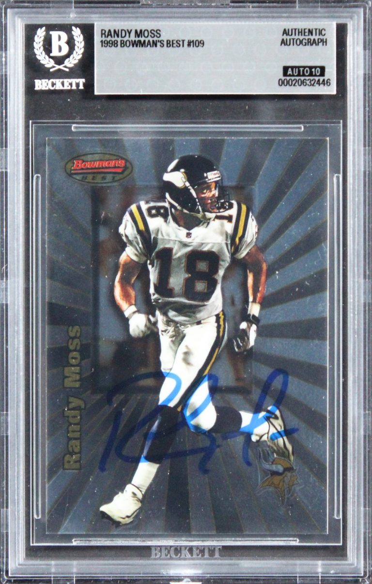 Vikings Randy Moss Signed 1998 Bowman's Best #109 Rookie Card Auto 10! BAS Slab