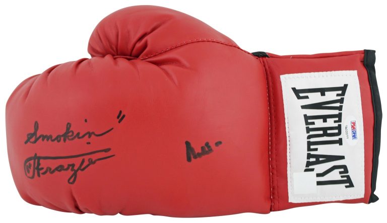 Muhammad Ali & Joe Frazier Signed Red Everlast Boxing Glove PSA/DNA #7A02077