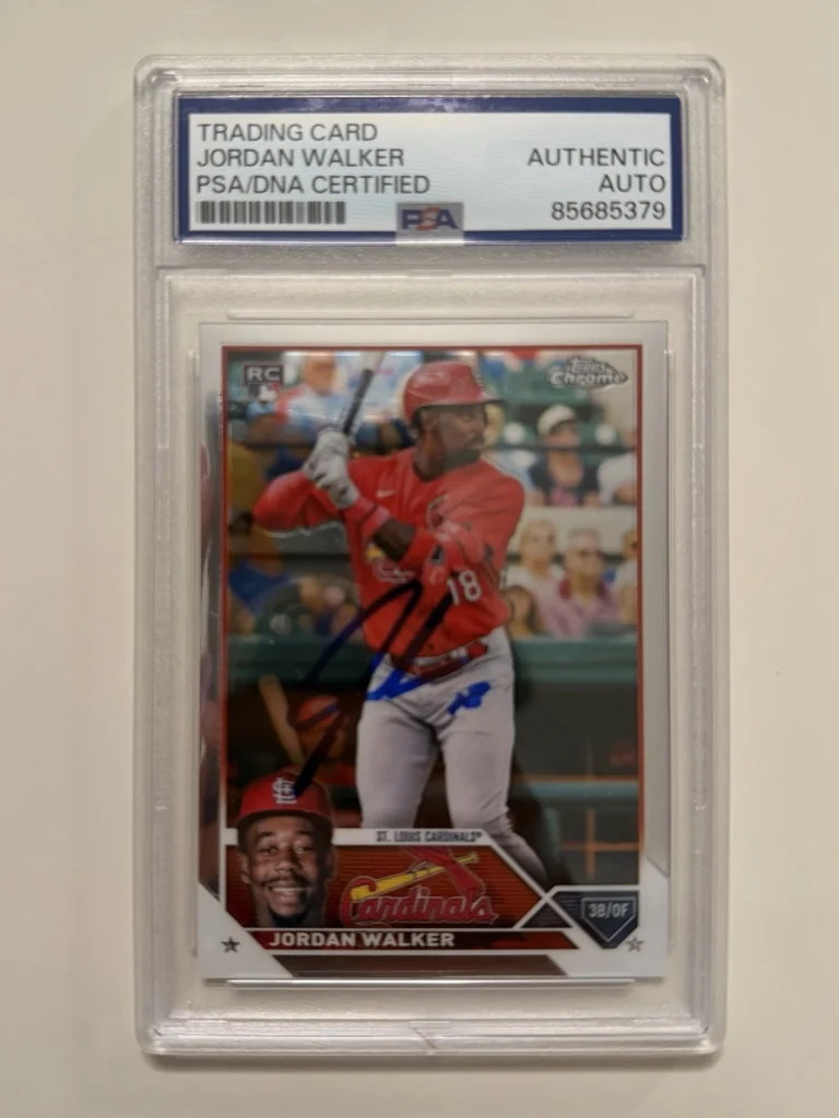 Jordan Walker St Louis Cardinals Autographed 2023 Topps Chrome Rookie Card PSA