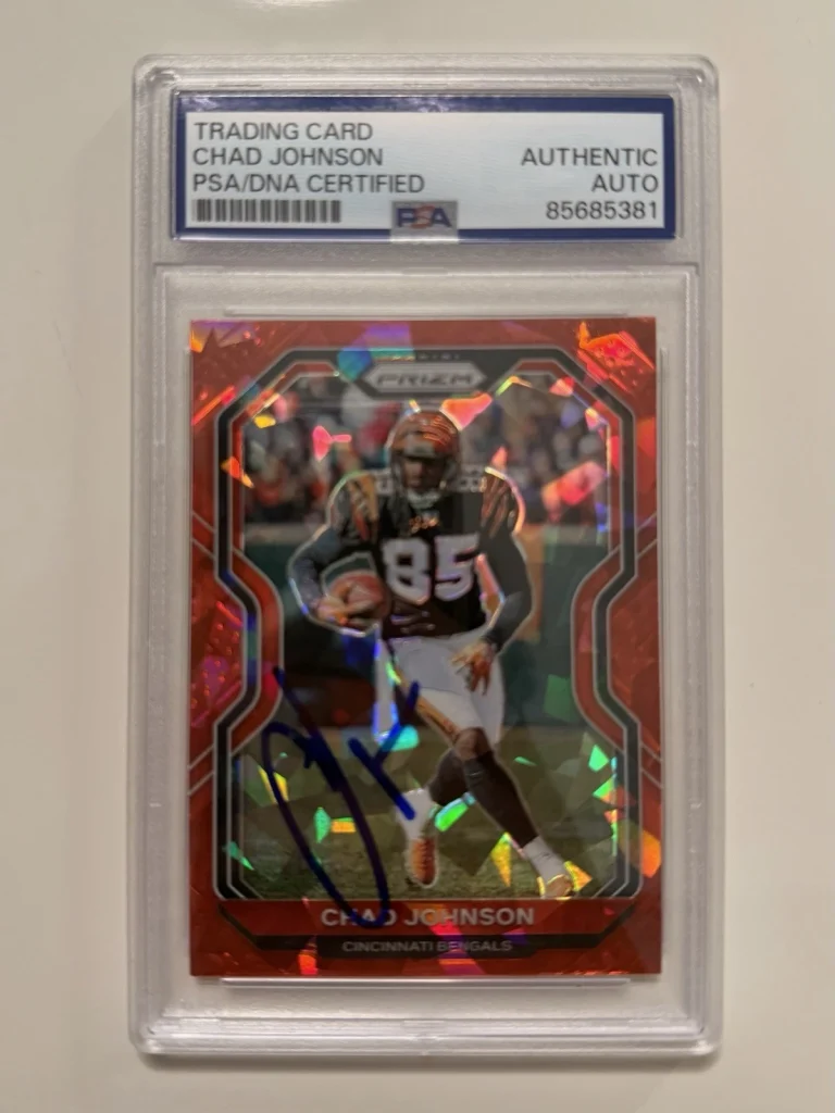 Chad Johnson Cincinnati Bengals Autographed 2020 Red Ice Prizm Ochocinco PSA