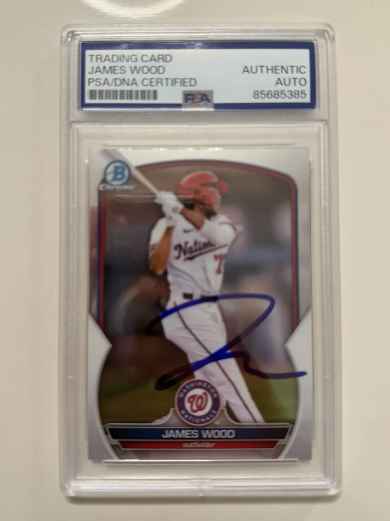 James Wood Washington Nationals Autographed 2023 Bowman Chrome PSA