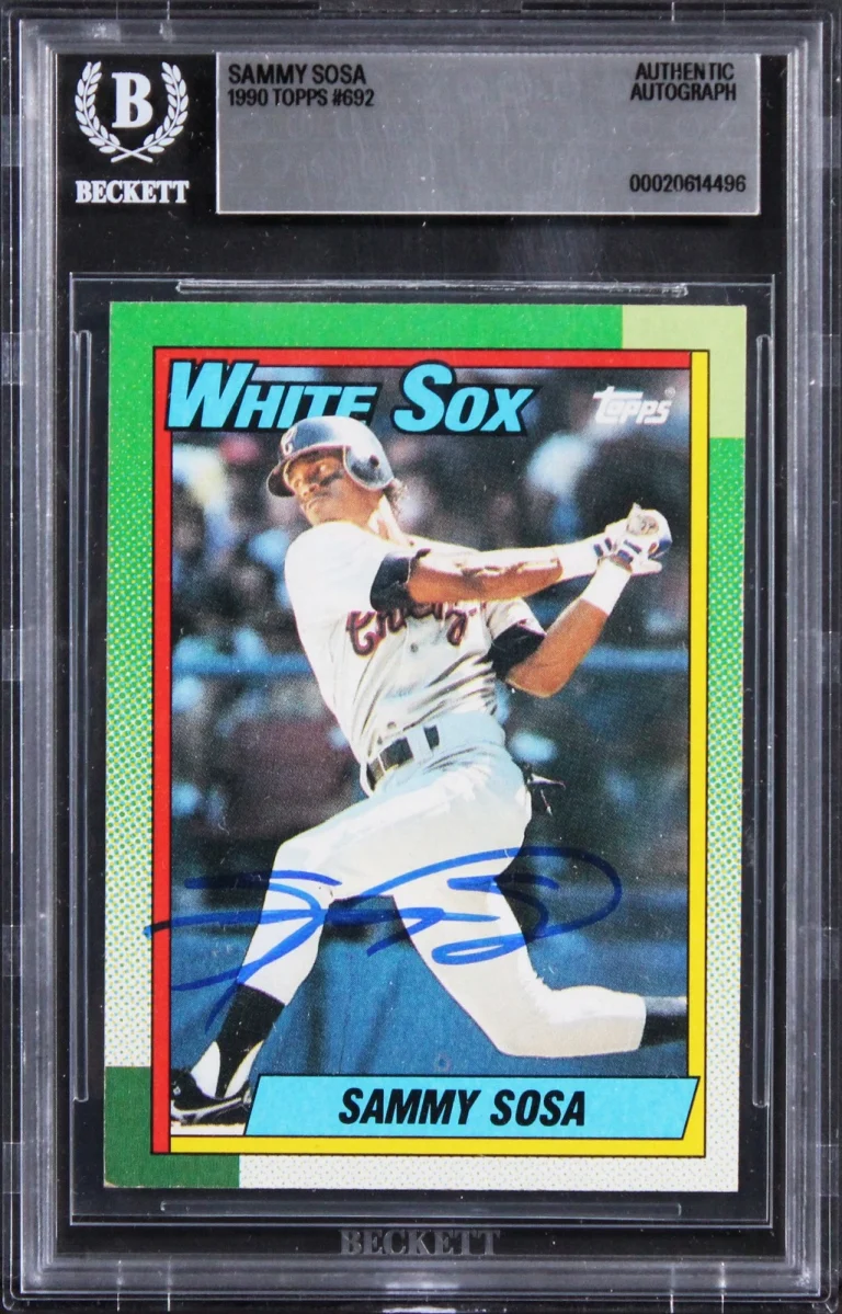 White Sox Sammy Sosa Authentic 1990 Topps #692 Card Autographed BAS Slabbed