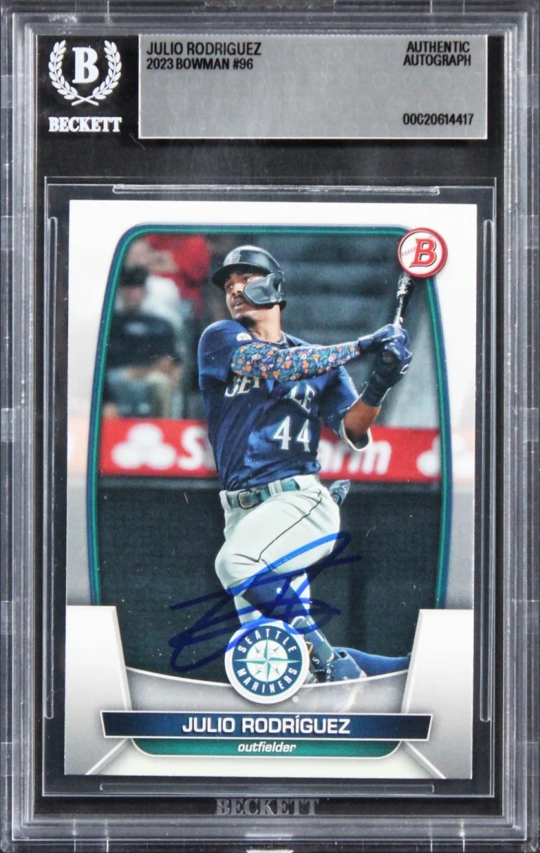 Mariners Julio Rodriguez Authentic 2023 Bowman #96 Card Autographed BAS Slabbed