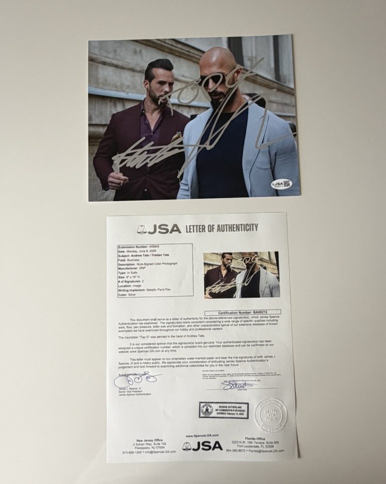 Andrew Tate & Tristan Tate Autographed 8x10 Photo Top G Rare Dual JSA LOA COA