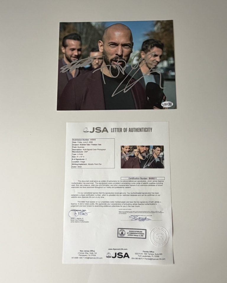 Andrew Tate & Tristan Tate Autographed 8x10 Photo Top G Rare Dual JSA LOA COA