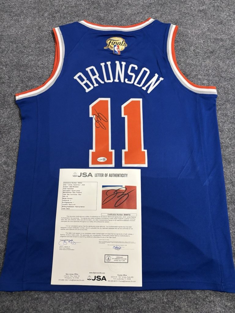 Jalen Brunson Signed Autographed New York Knicks Finals Jersey. JSA LOA.