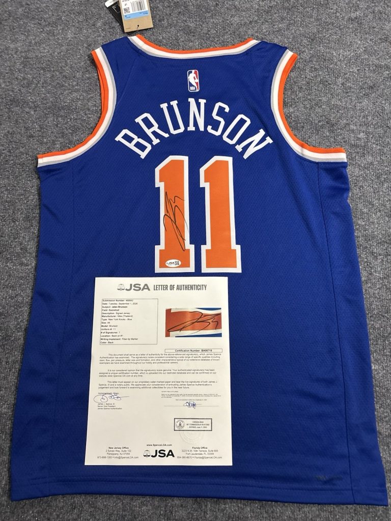 Jalen Brunson Signed Autographed Authentic New York Knicks Jersey. JSA LOA.
