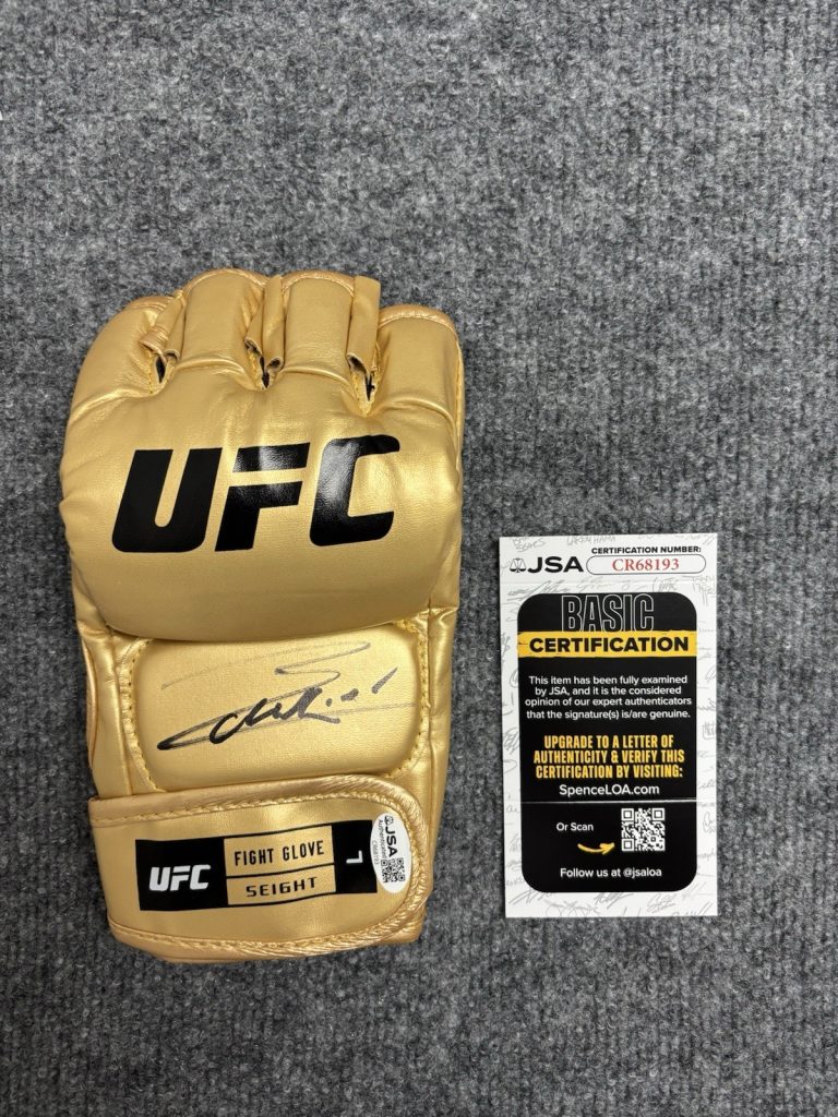 Charles Oliveira Autographed Gold UFC Glove MMA Fighter JSA COA