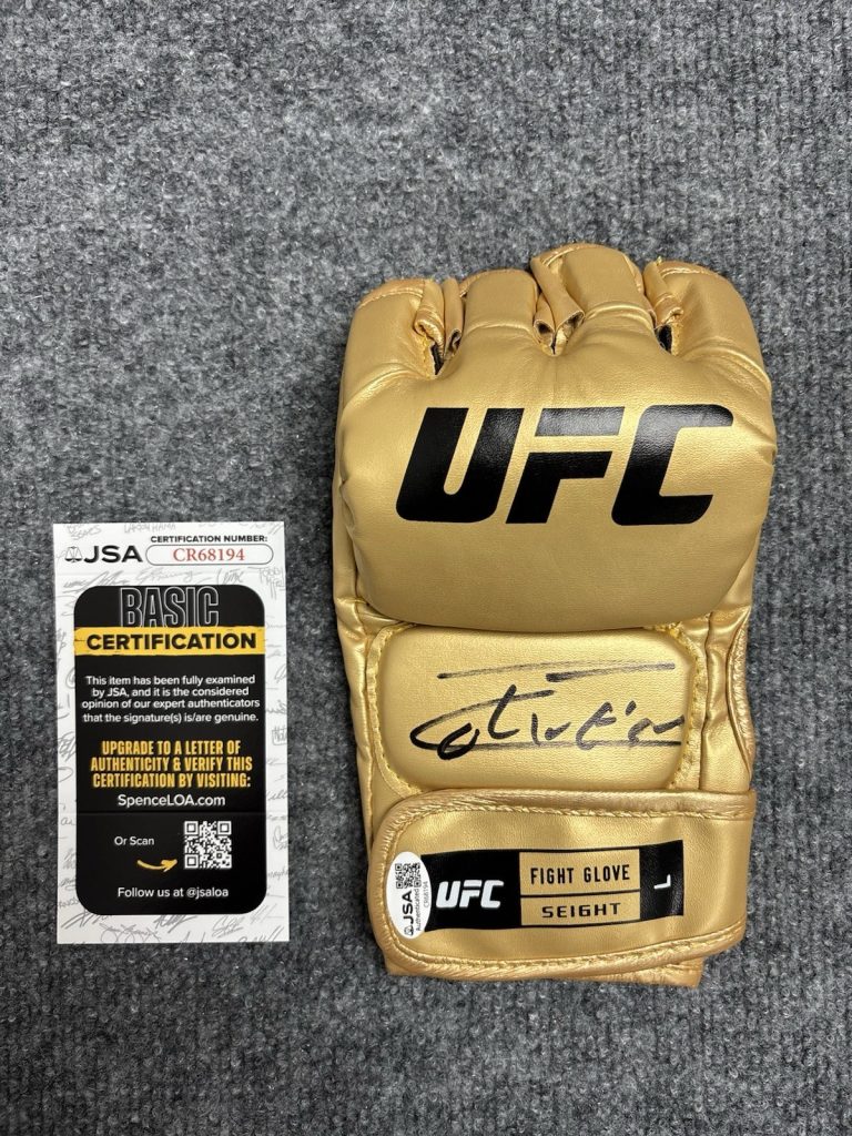 Charles Oliveira Autographed Gold UFC Glove MMA Fighter JSA COA