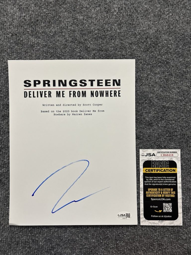 Jeremy Allen White Signed FullScript Springsteen Deliver Me from Nowhere Jsa Coa