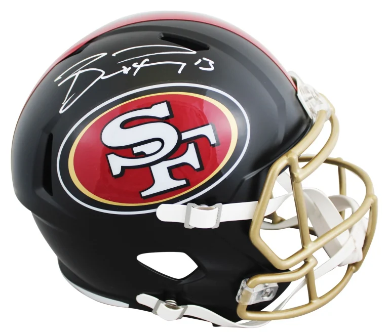 49ers Brock Purdy Signed 2025 Rivalries Full Size Speed Rep Helmet BAS Witnessed