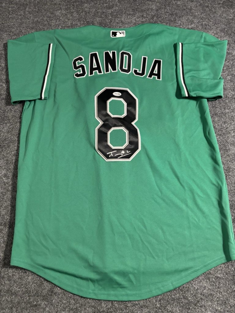 Javier Sanoja Signed Autographed Miami Marlins Jersey. JSA Coa