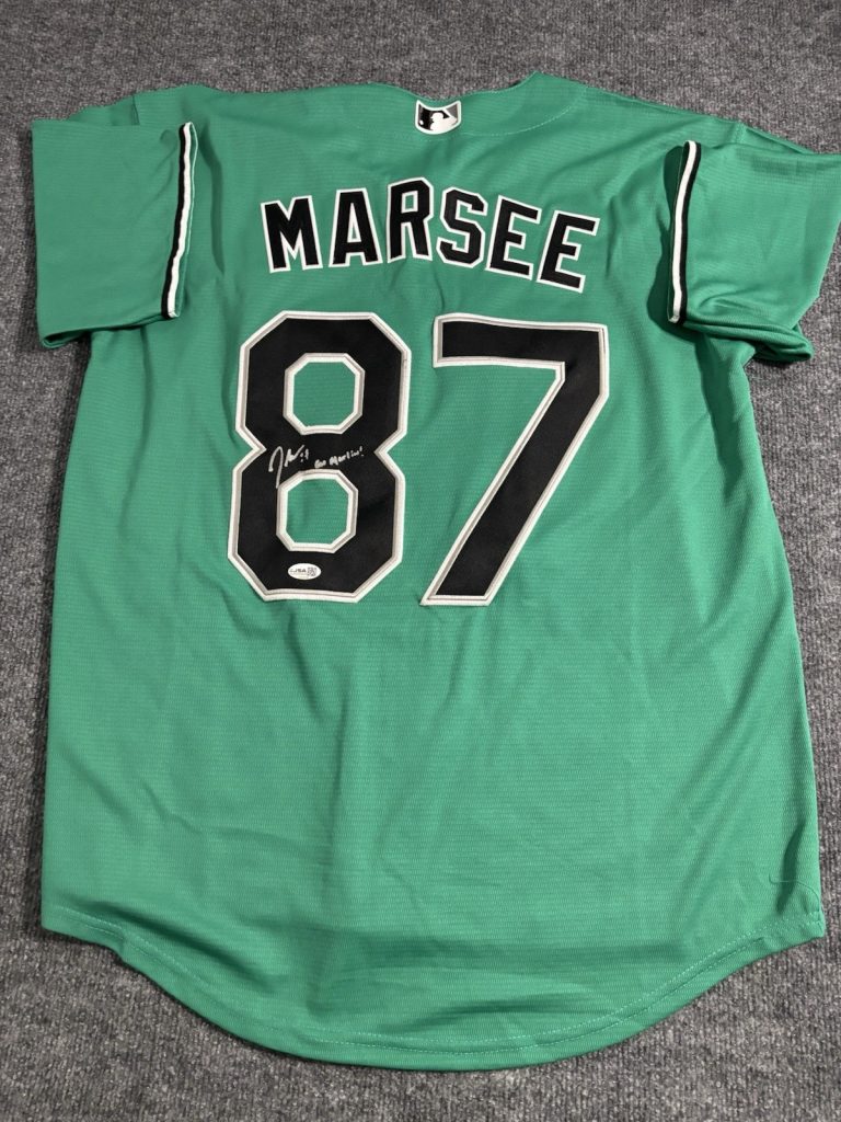 Jakob Marsee Signed Autographed Inscribed  Miami Marlins Jersey. JSA Coa Rare