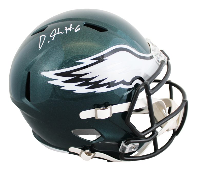 Eagles DeVonta Smith Authentic Signed Full Size Speed Rep Helmet BAS Witnessed