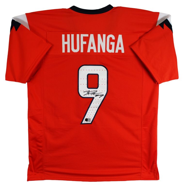 Talanoa Hufanga Authentic Signed Orange Pro Style Jersey BAS Witnessed