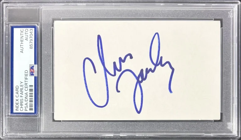 Chris Farley Tommy Boy Authentic Signed 3x5 Index Card PSA/DNA Slabbed