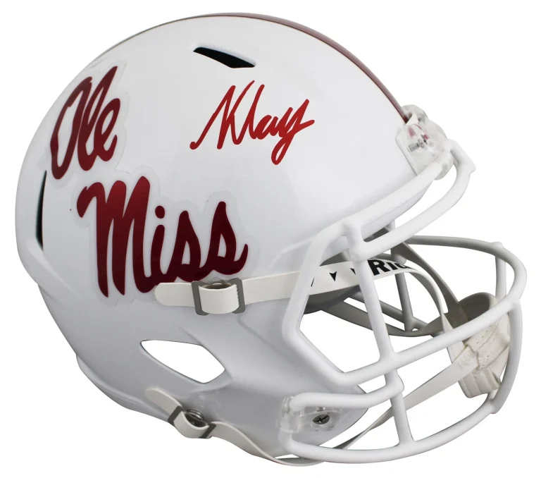 Ole Miss Kewan Lacy Signed White Full Size Speed Rep Helmet Autographed BAS