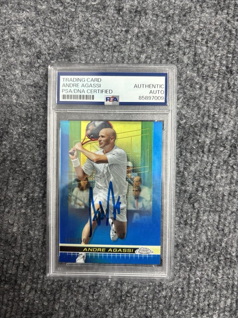 2024 Topps Chrome 168 Andre Agassi Signed Blue Refractor /250 . Psa DNA
