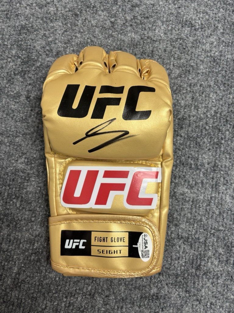 Sean Strickland Fighter Autographed Signed Gold UFC Glove MMA UFC Champ JSA COA