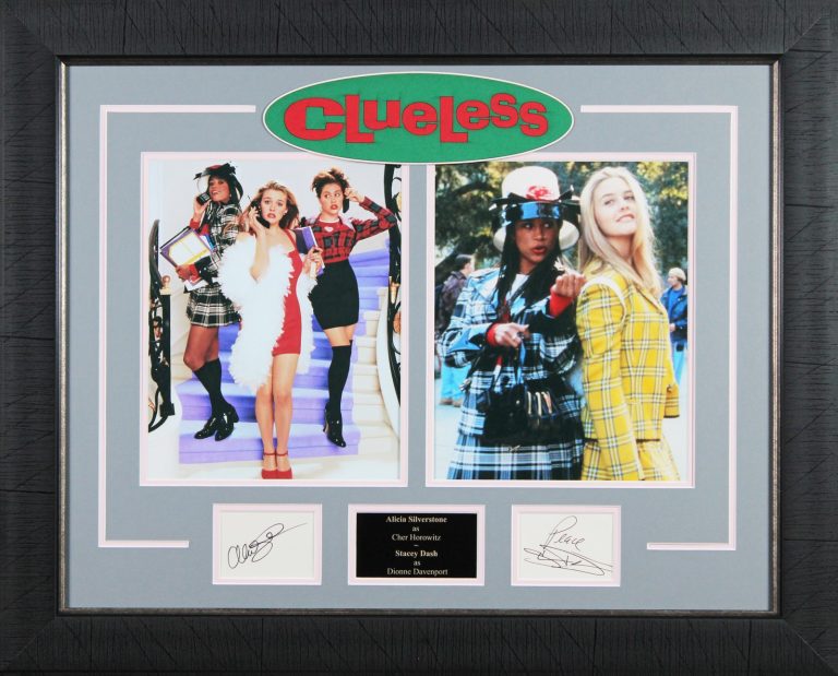 Alicia Silverstone & Stacy Dash Clueless Signed Index Card Framed Display BAS