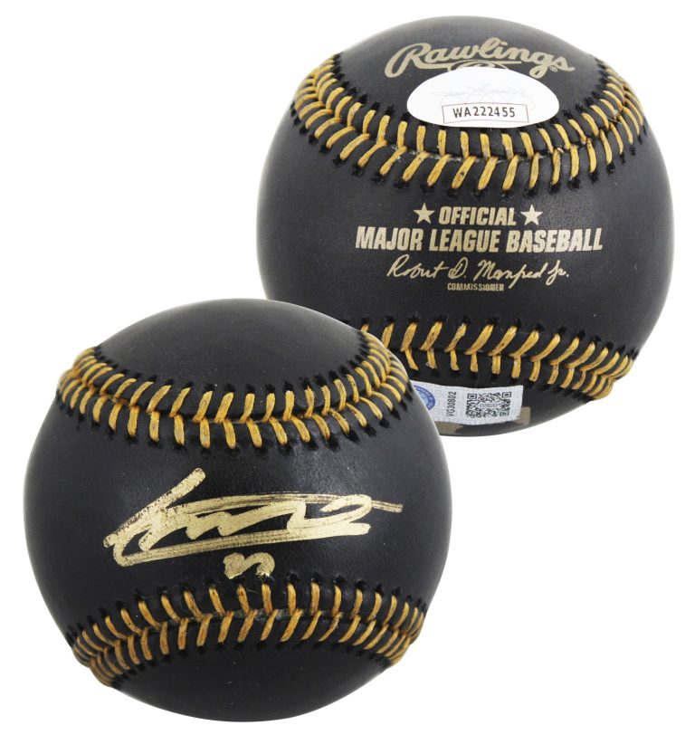 Blue Jays Vladimir Guerrero Jr. Signed Black OML Baseball JSA Witness #WA222455