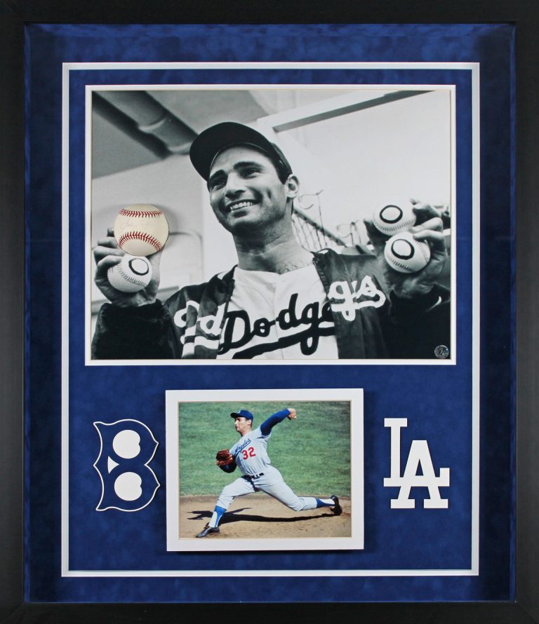 Dodgers Sandy Koufax Signed Baseball Shadowbox Framed Display BAS #AC020750