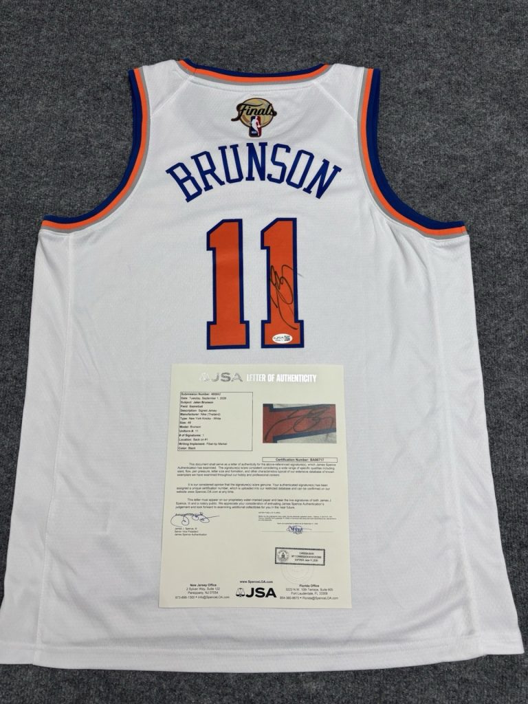 Jalen Brunson Signed Autographed New York Knicks Finals Jersey. JSA LOA.