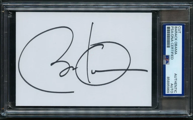 Barack Obama signed autograph 3.5x5 44th U.S. President Cut PSA Slabbed