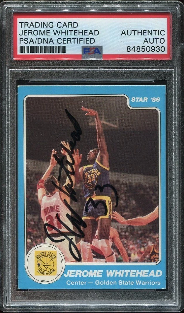 WARRIORS JEROME WHITEHEAD signed autographed 1985-86 STAR CO. CARD PSA/DNA RARE!