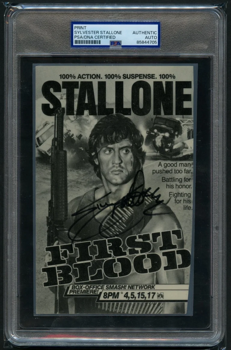 Sylvester Stallone signed autograph 5x7 Actor RAMBO First Blood Cut PSA Slabbed