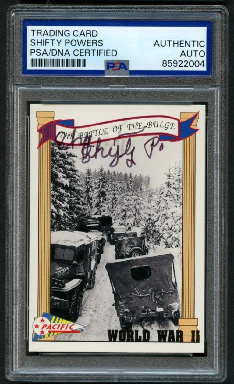 Shifty Powers signed autograph 1992 Pacific Card BAND OF BROTHERS WWII PSA Slab