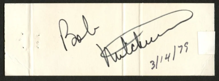 Robert Mitchum d1997 signed autograph Matchbook Cover Actor Author PSA Stickered