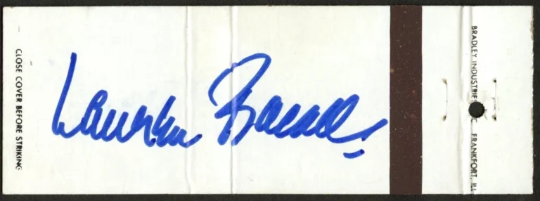 Lauren Bacall d2014 signed autograph Matchbook Cover Actress PSA Stickered