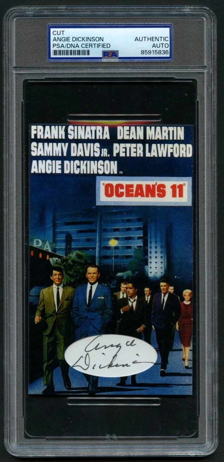 Angie Dickinson signed autograph Actress Oceans 11 Custom Cut PSA Slabbed