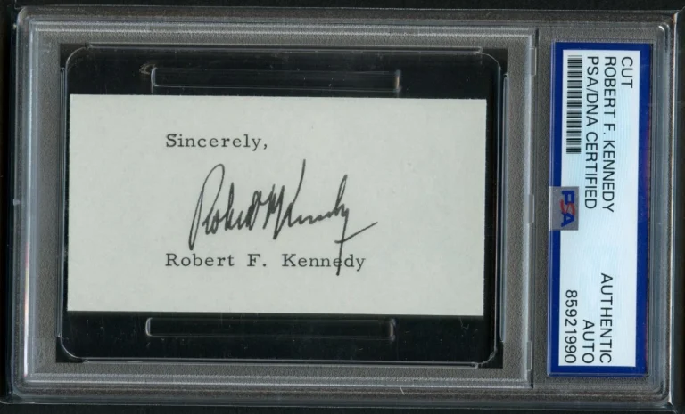 Robert F. Kennedy signed autograph 2X3.5 Cut 64th US Attorney General PSA Slab