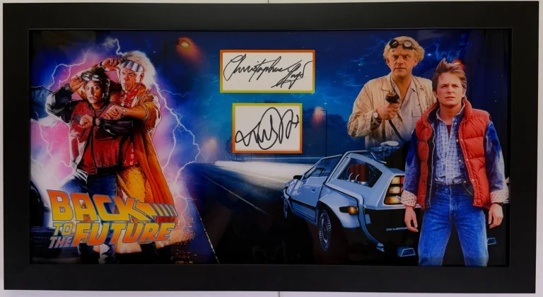 MICHAEL J. FOX CHRISTOPHER LLOYD Back To The Future Signed Autograph Framed JSA