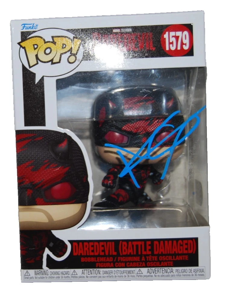 CHARLIE COX signed (DAREDEVIL) Battle Damage Funko Pop #1579 BECKETT BY085867