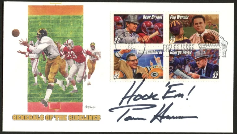 Tom Herman signed autograph FDC Former Football Coach Texas PSA Stickered