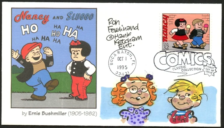 Ron Ferdinand signed w/ Original Dennis The Menace Sketch FDC Cartoonist PSA