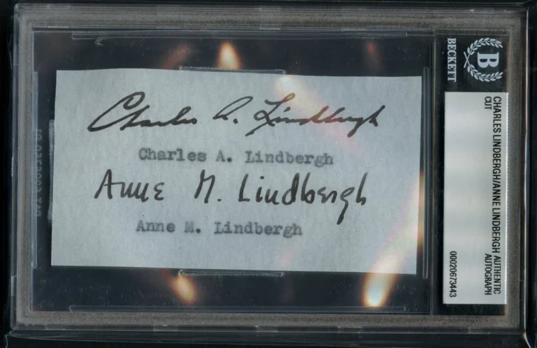 Charles & Anne Lindbergh signed autograph 2x3 Custom Cut US Aviation Card BAS