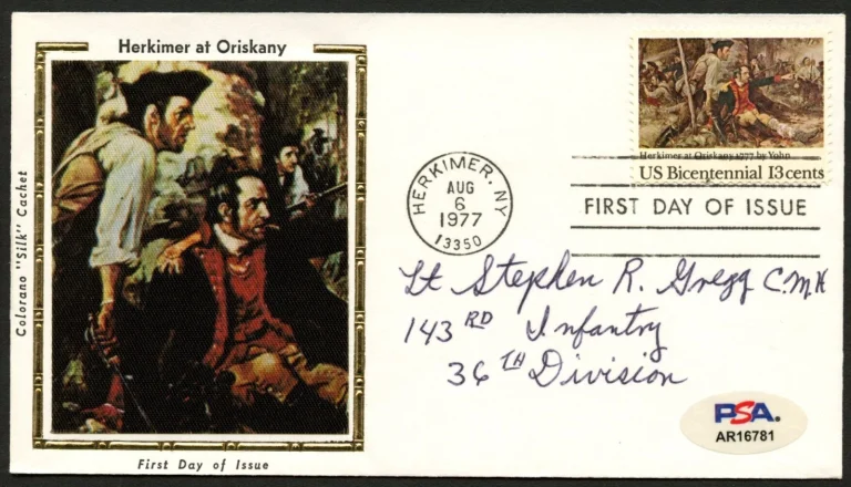 Stephen R. Gregg signed autograph FDC US Army MOH WWII PSA Stickered