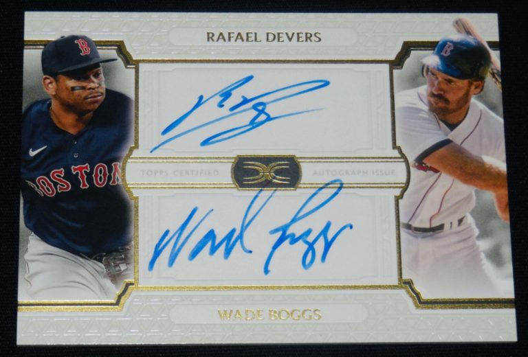RAFAEL DEVERS & WADE BOGGS AUTOGRAPHED BASEBALL CARD (BOSTON RED SOX) #12 of 35!