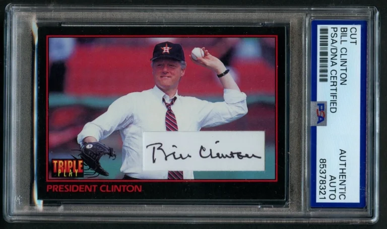 Bill Clinton signed autograph Postal Card Custom Cut 42nd President PSA Slab