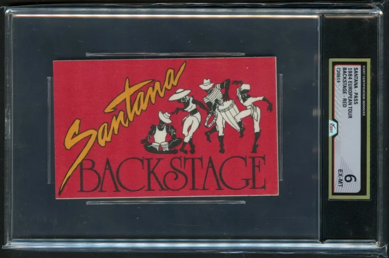 Santana 1984 European Tour Backstage Red Backstage Pass Grade 6 iCERT