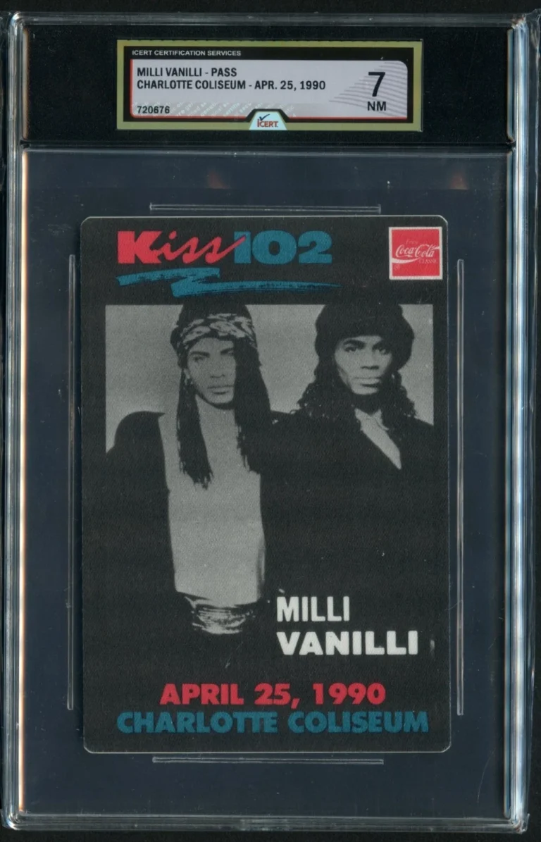 Milli Vanilli Charlotte Coliseum 04/25/1990 Backstage Pass Grade 7 iCERT
