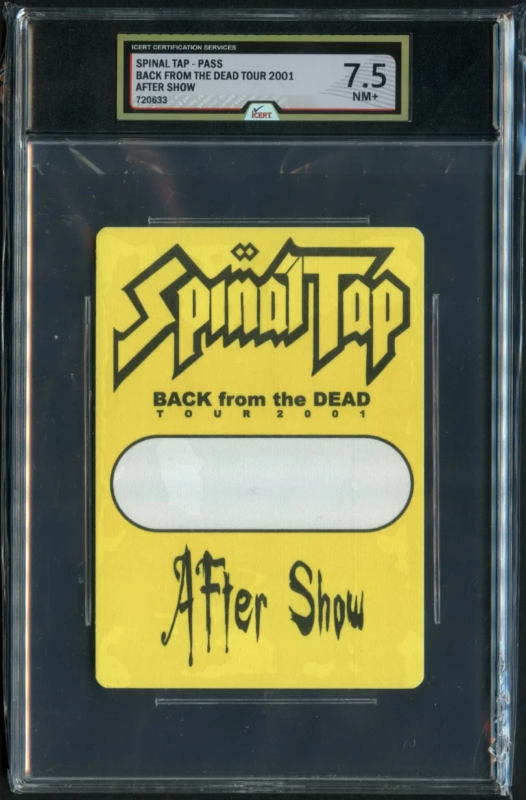 Spinal Tap Back From The Dead Tour 2001 After Show Pass Grade 7.5 iCERT